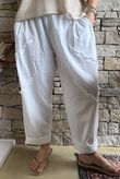 Rustic Nature Linen Blend Barrel Pant White